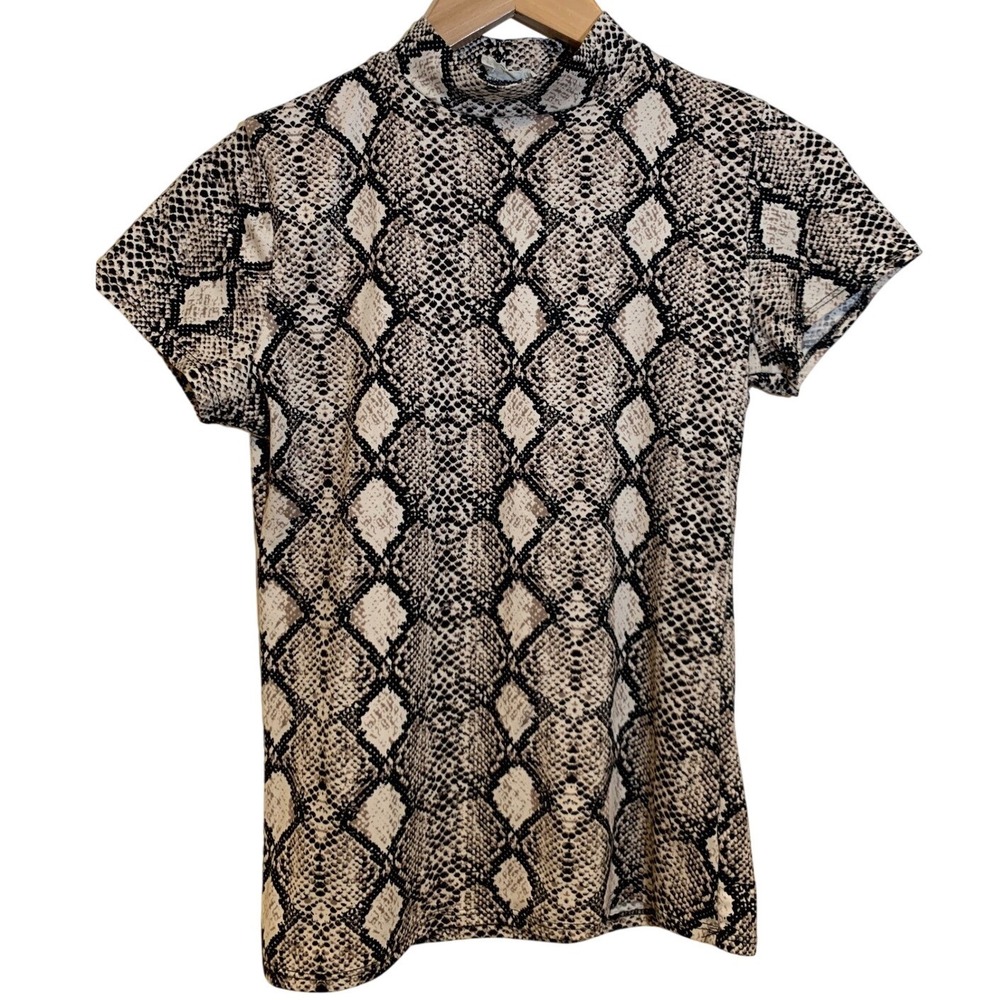 Snakeskin Top Medium grunge‎ Indie Sleaze Edgy Mock Neck Womens animal print